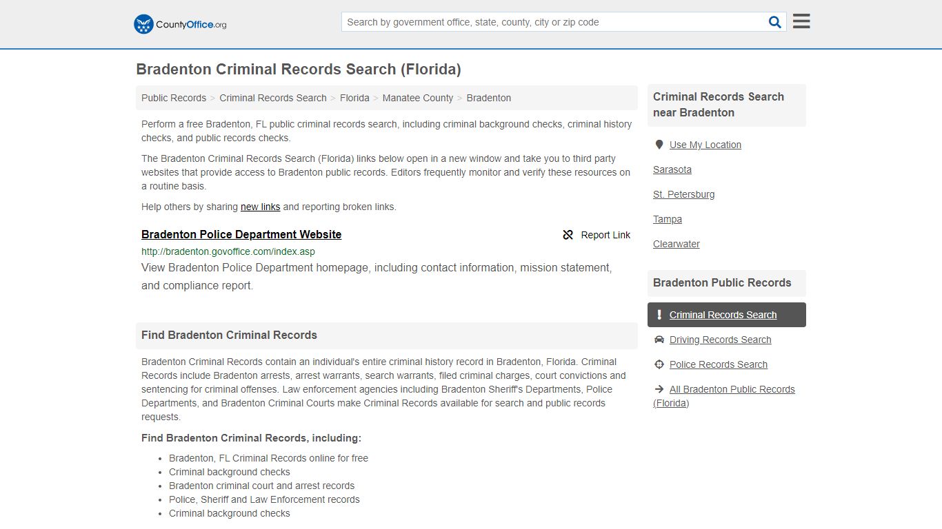 Criminal Records Search - Bradenton, FL (Arrests, Jails ...